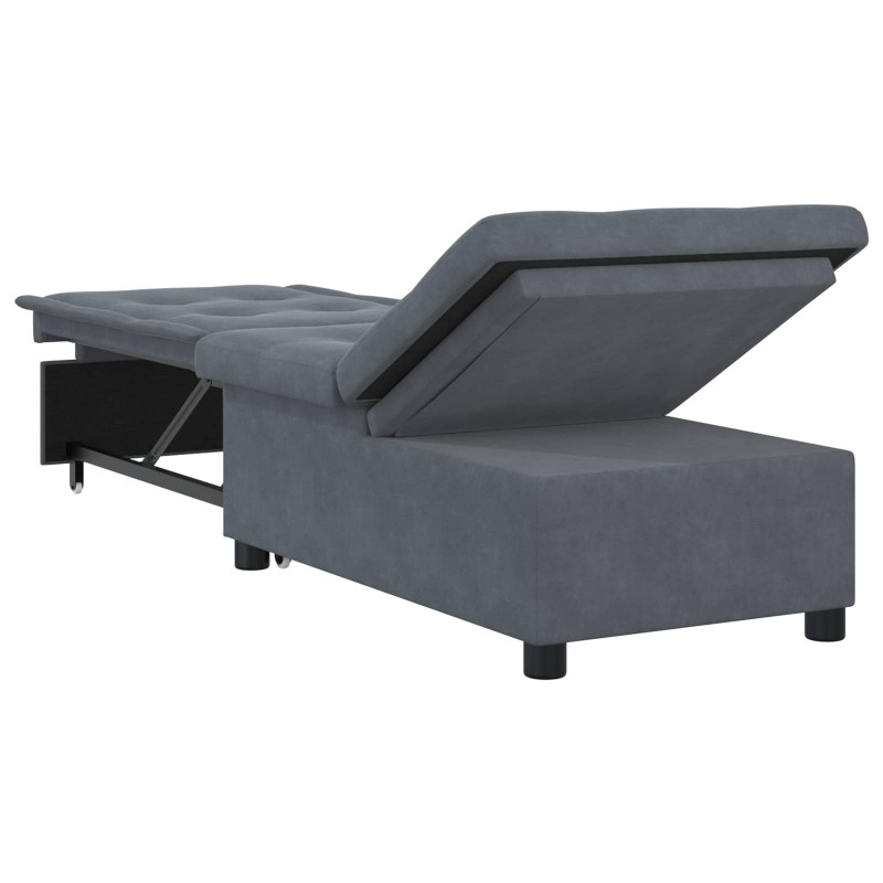 Sofa Bed Ciemnoszary 194 x 67 x 82 cm Aksamit