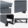 Sofa Bed Ciemnoszary 194 x 67 x 82 cm Aksamit