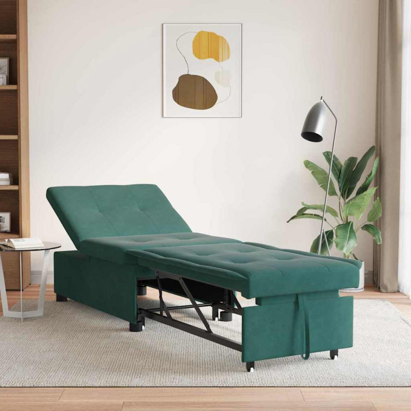 Sofa Bed Ciemna zieleń 194 x 67 x 82 cm Aksamit