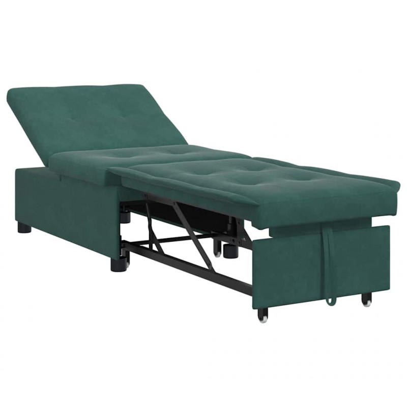Sofa Bed Ciemna zieleń 194 x 67 x 82 cm Aksamit