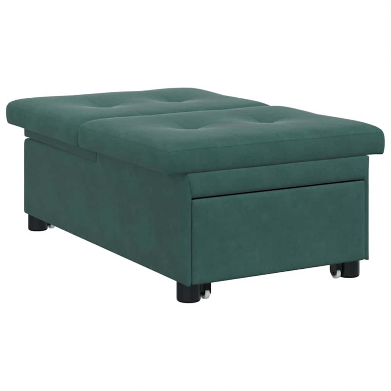 Sofa Bed Ciemna zieleń 194 x 67 x 82 cm Aksamit