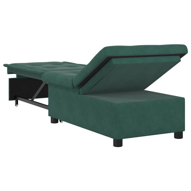 Sofa Bed Ciemna zieleń 194 x 67 x 82 cm Aksamit