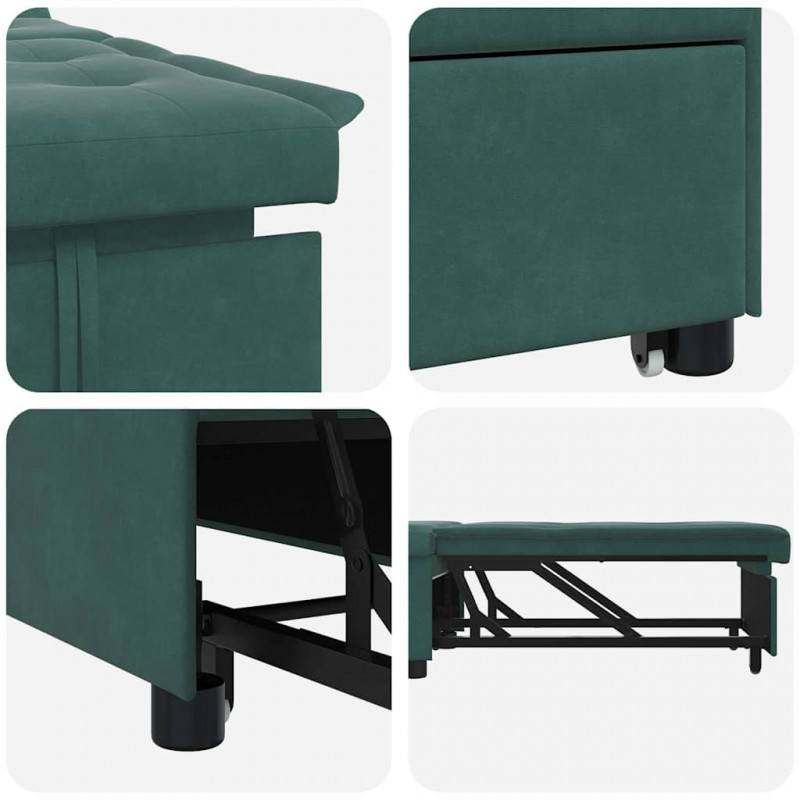 Sofa Bed Ciemna zieleń 194 x 67 x 82 cm Aksamit