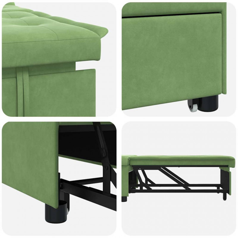 Sofa Bed Jasnozielony 194 x 67 x 82 cm Aksamit