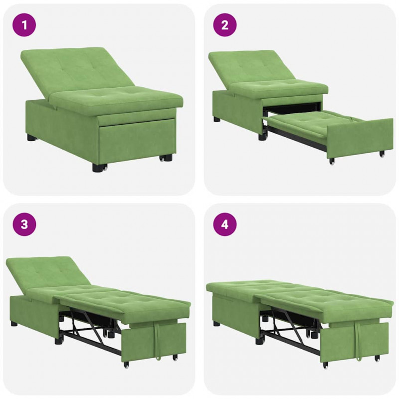 Sofa Bed Jasnozielony 194 x 67 x 82 cm Aksamit