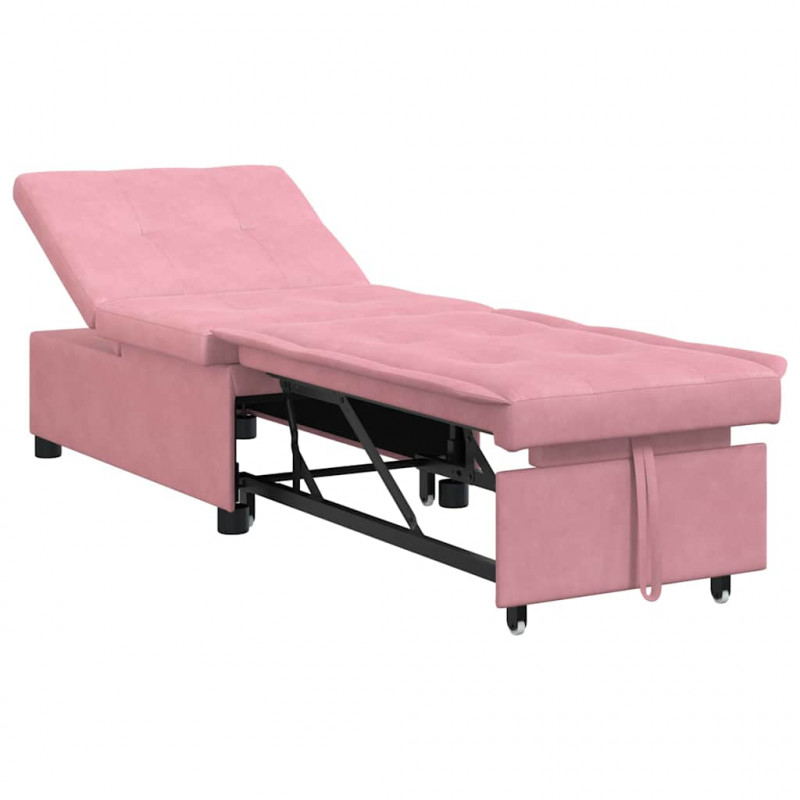 Sofa Bed Różowy 194 x 67 x 82 cm Aksamit