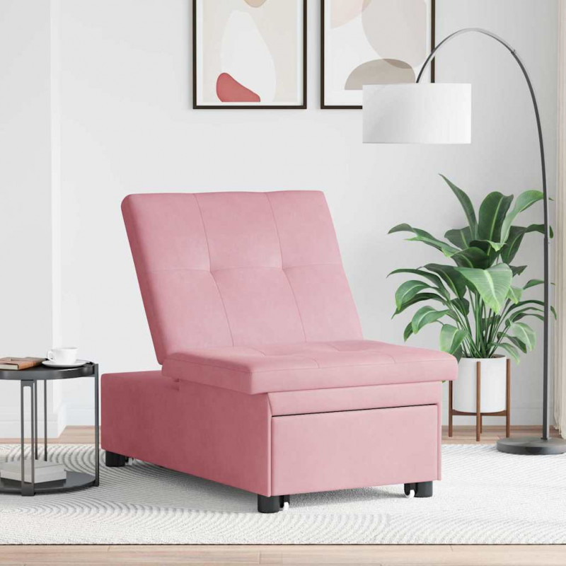 Sofa Bed Różowy 194 x 67 x 82 cm Aksamit
