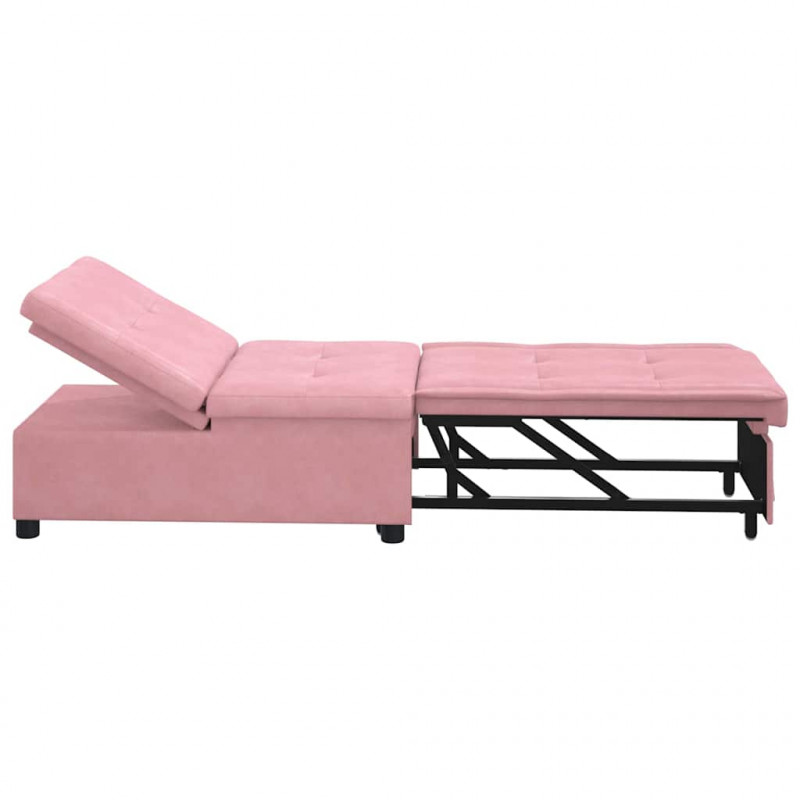 Sofa Bed Różowy 194 x 67 x 82 cm Aksamit