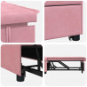 Sofa Bed Różowy 194 x 67 x 82 cm Aksamit