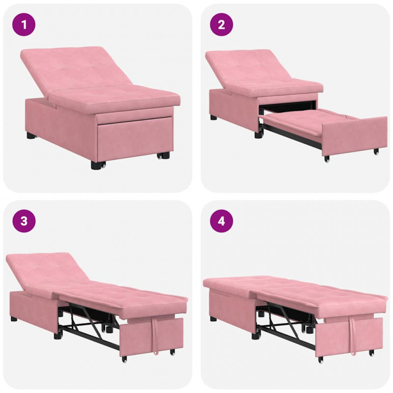 Sofa Bed Różowy 194 x 67 x 82 cm Aksamit