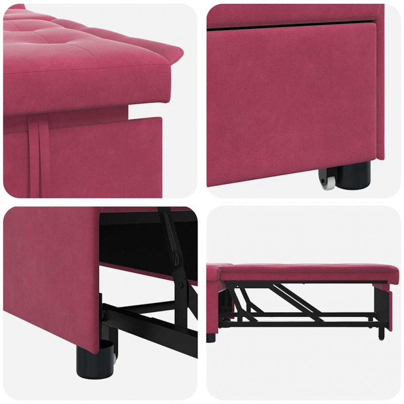Sofa Bed Czerwone wino 194 x 67 x 82 cm Aksamit