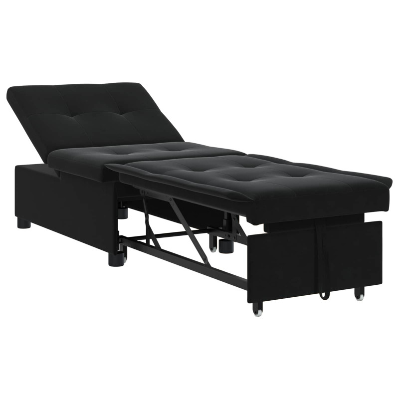 Sofa Bed Czarny 194 x 67 x 82 cm Aksamit