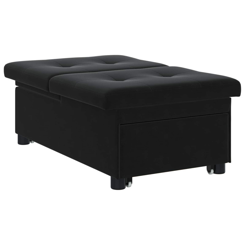 Sofa Bed Czarny 194 x 67 x 82 cm Aksamit