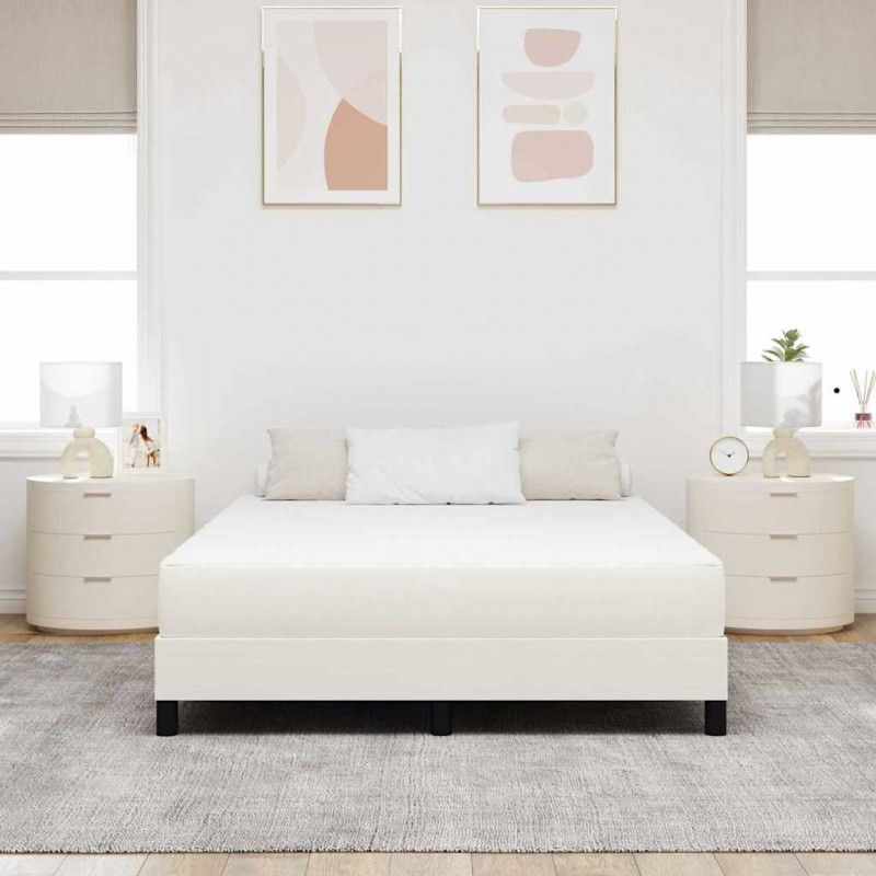 Materac do łóżka z materacem Kremowy 140 x 200 cm tkanina