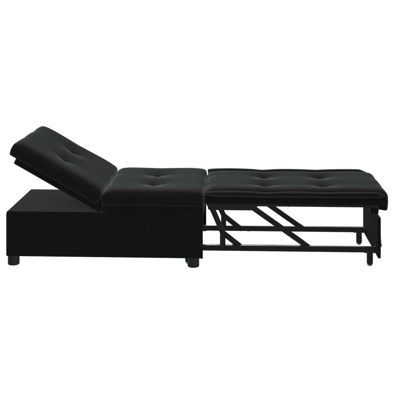 Sofa Bed Czarny 194 x 67 x 82 cm Aksamit