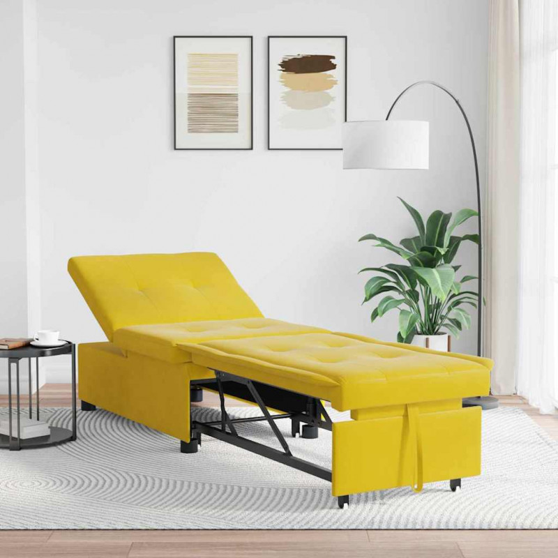 Sofa Bed Żółty 194 x 67 x 82 cm Aksamit