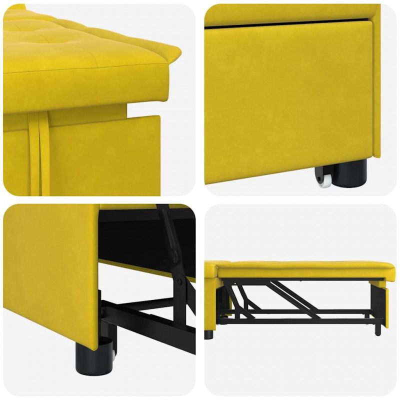 Sofa Bed Żółty 194 x 67 x 82 cm Aksamit
