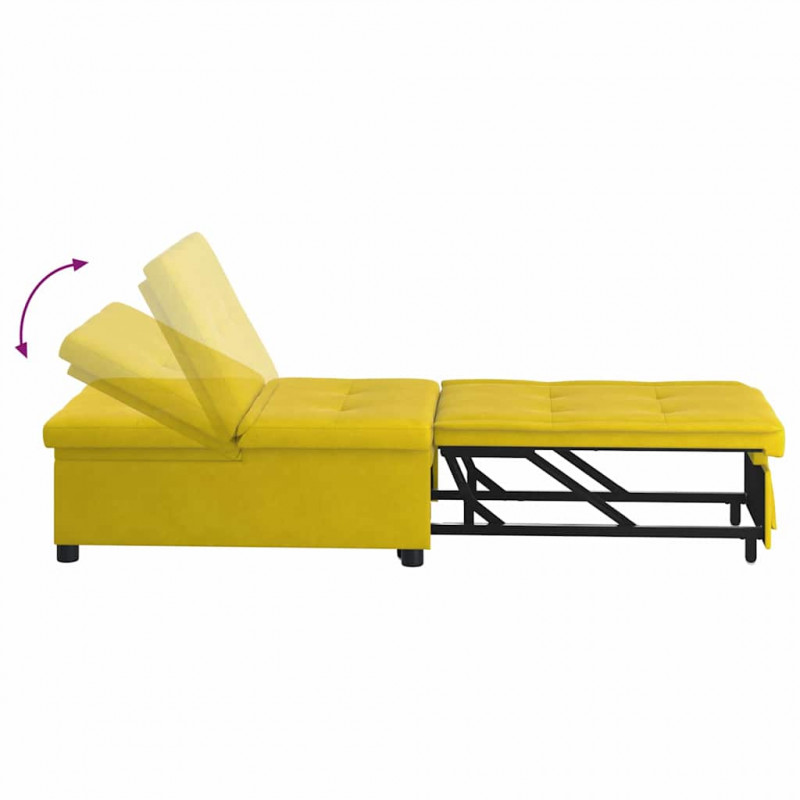 Sofa Bed Żółty 194 x 67 x 82 cm Aksamit