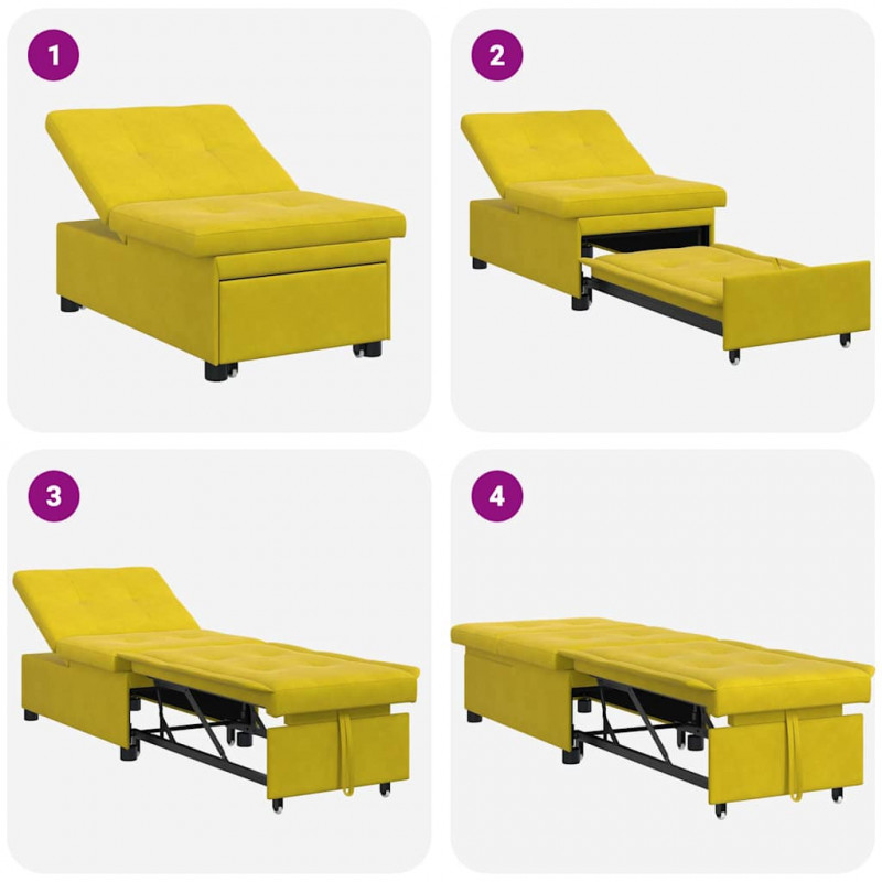 Sofa Bed Żółty 194 x 67 x 82 cm Aksamit