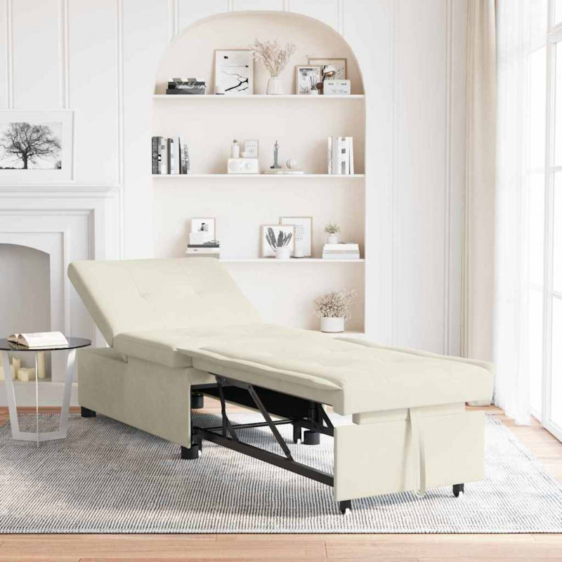 Sofa Bed Kremowy 194 x 67 x 82 cm Aksamit