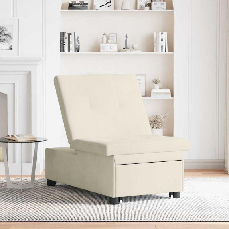 Sofa Bed Kremowy 194 x 67 x 82 cm Aksamit
