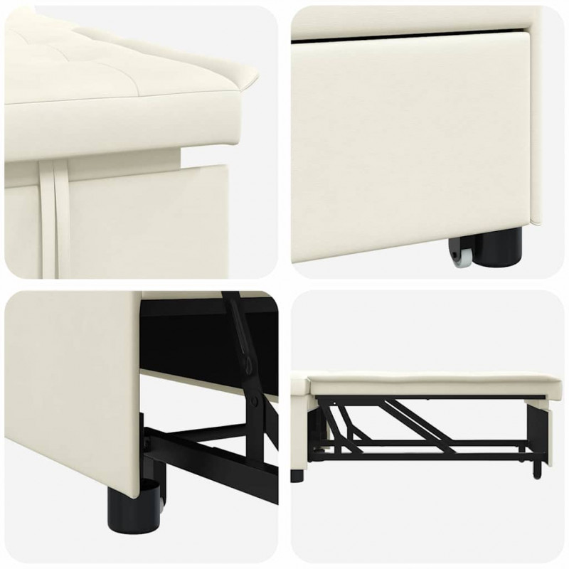 Sofa Bed Kremowy 194 x 67 x 82 cm Aksamit