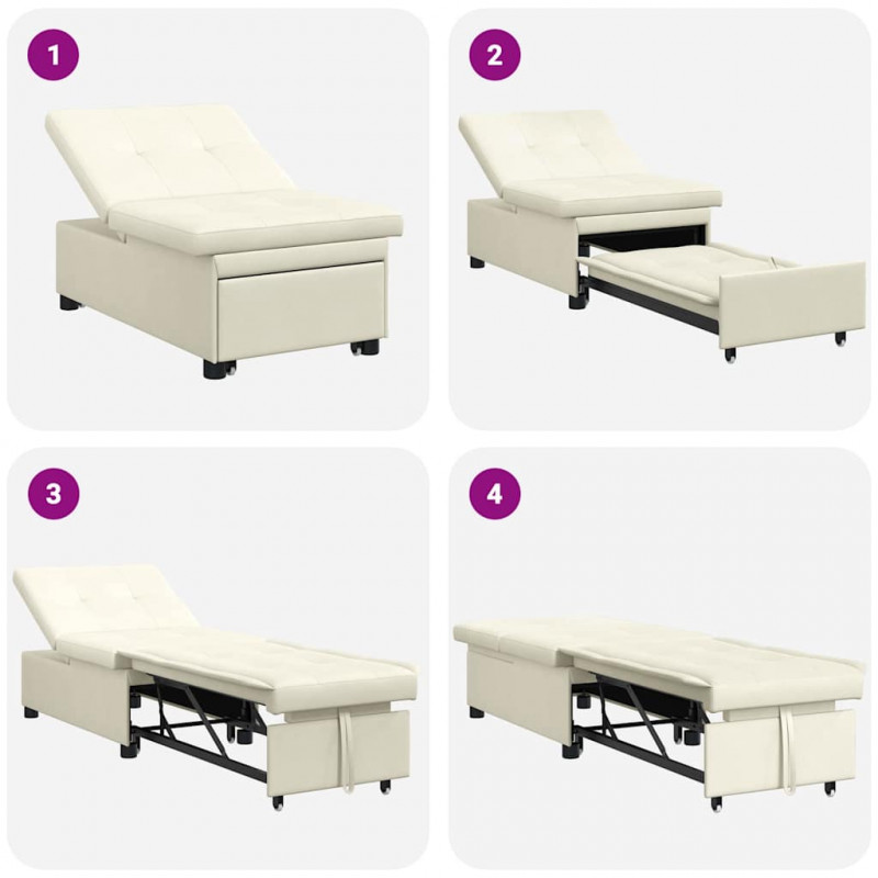 Sofa Bed Kremowy 194 x 67 x 82 cm Aksamit