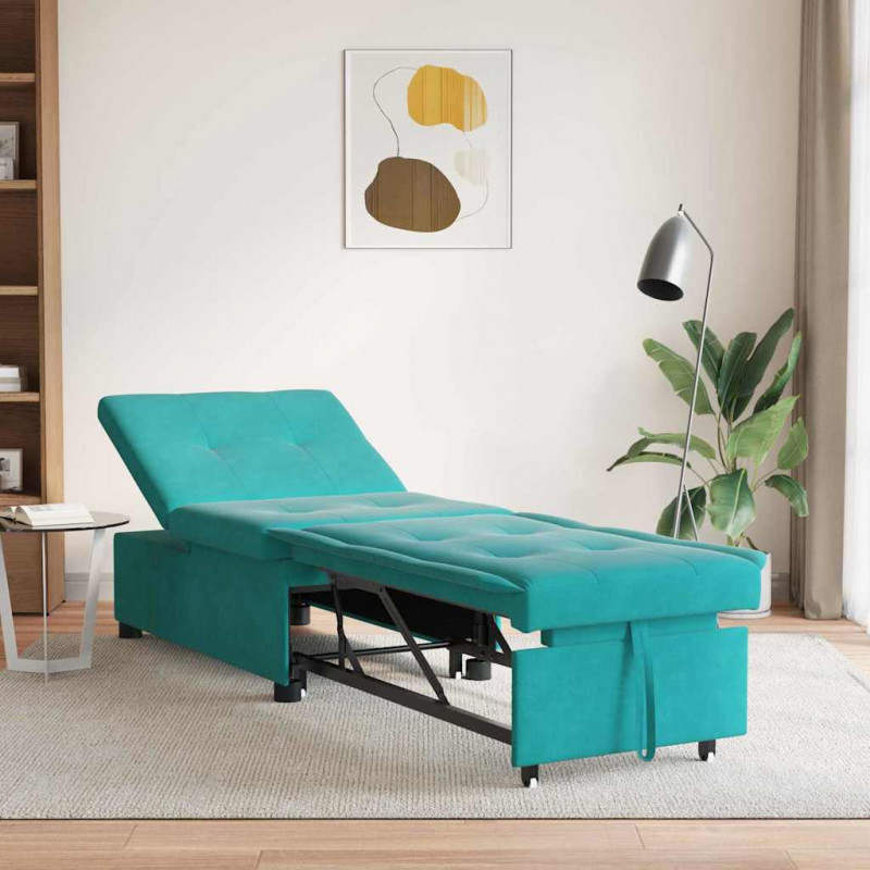 Sofa Bed Turkusowy 194 x 67 x 82 cm Aksamit