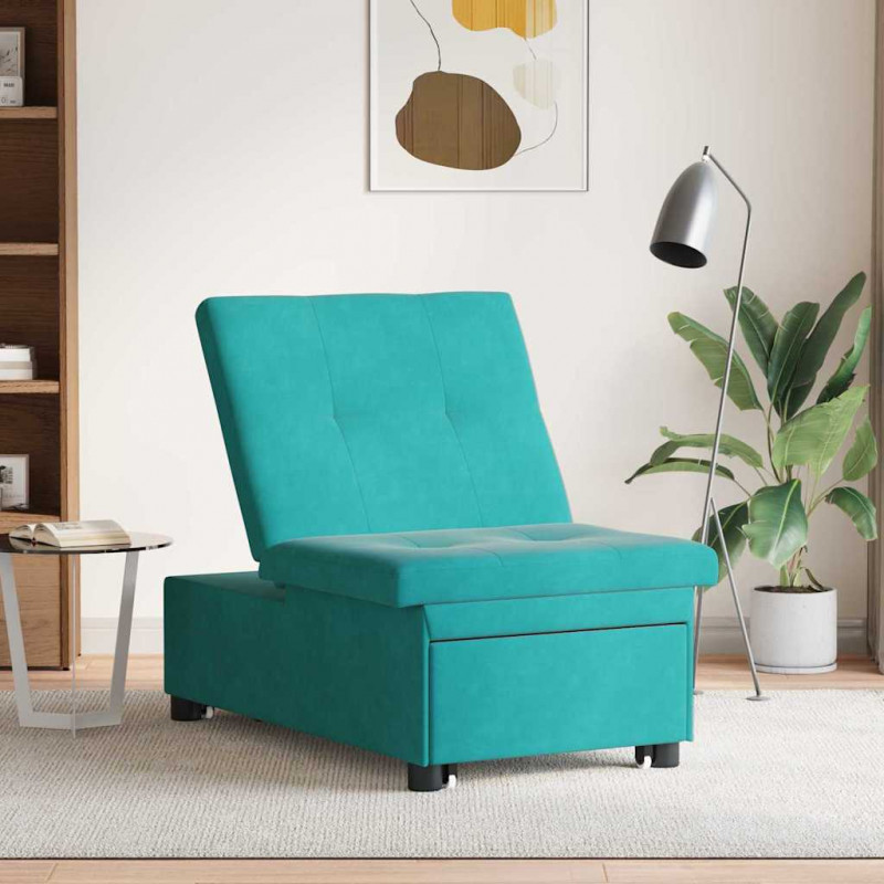Sofa Bed Turkusowy 194 x 67 x 82 cm Aksamit