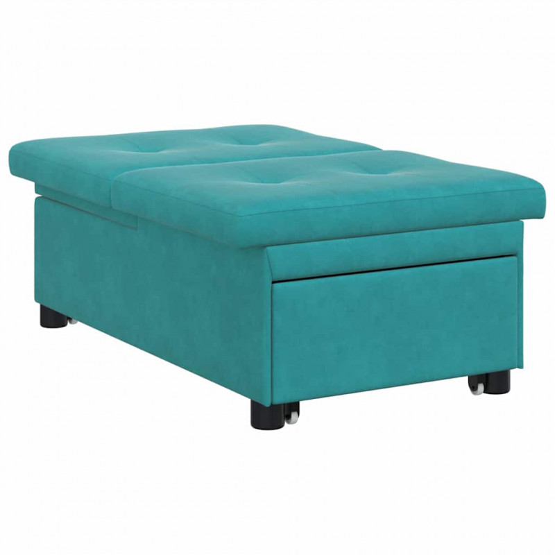 Sofa Bed Turkusowy 194 x 67 x 82 cm Aksamit