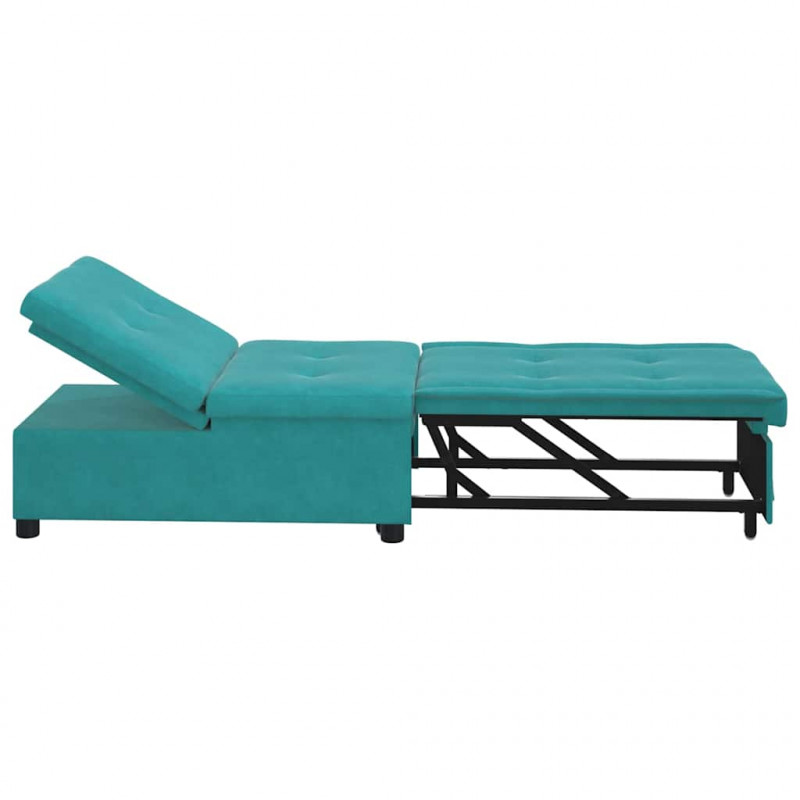 Sofa Bed Turkusowy 194 x 67 x 82 cm Aksamit
