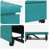 Sofa Bed Turkusowy 194 x 67 x 82 cm Aksamit
