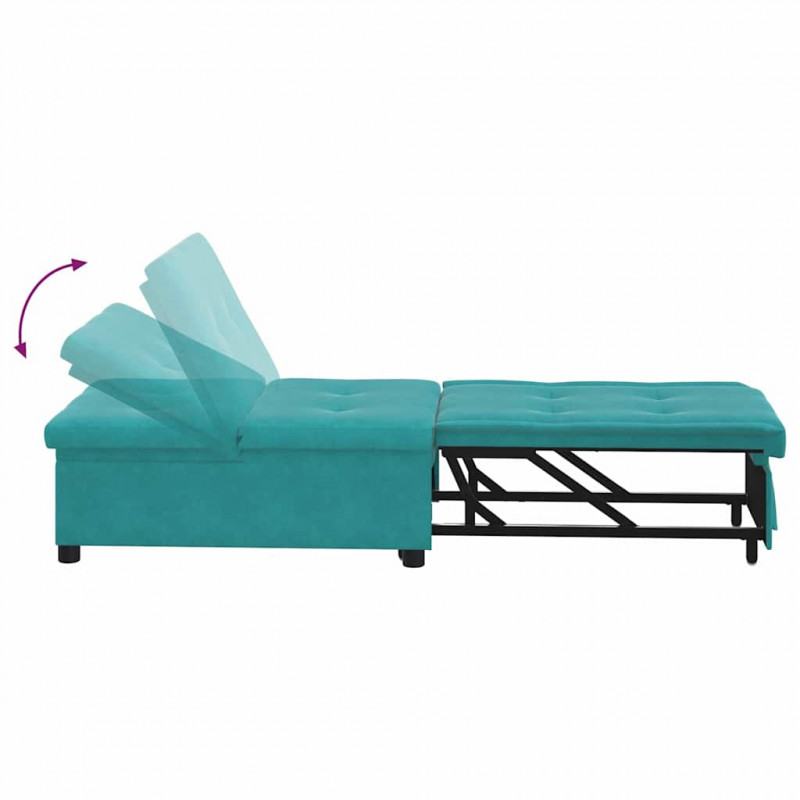 Sofa Bed Turkusowy 194 x 67 x 82 cm Aksamit