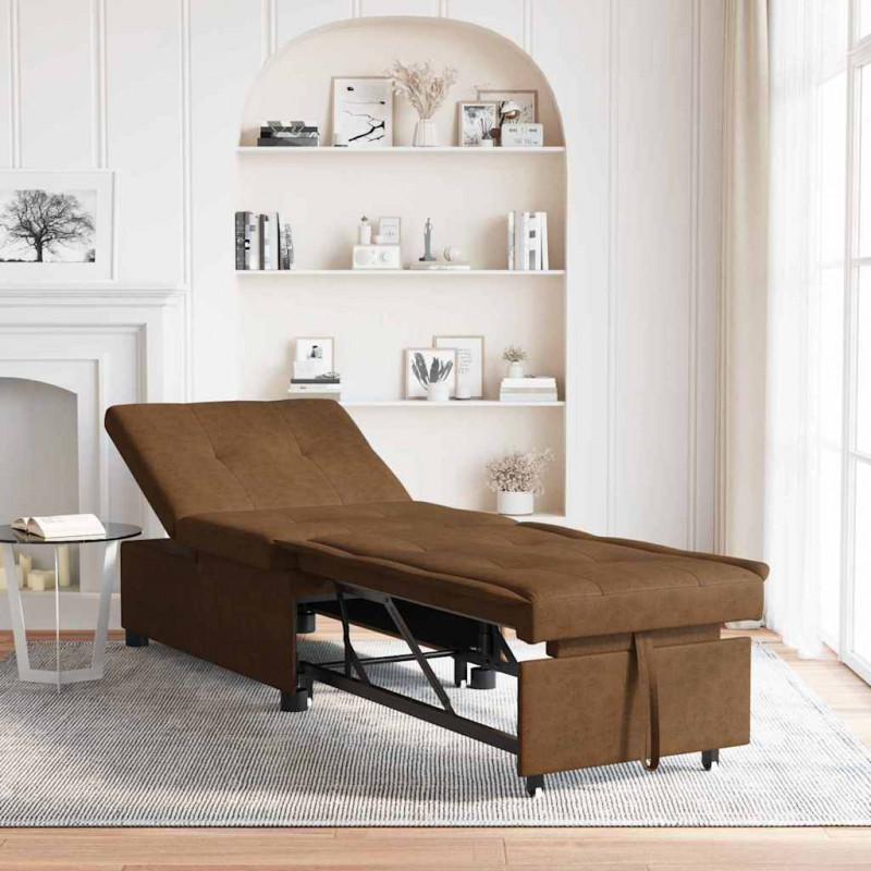 Sofa Bed Brązowy 194 x 67 x 82 cm Tkanina Huahua