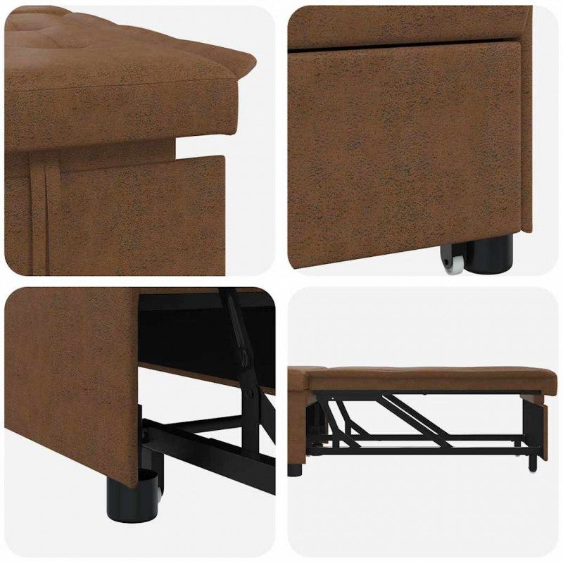 Sofa Bed Brązowy 194 x 67 x 82 cm Tkanina Huahua