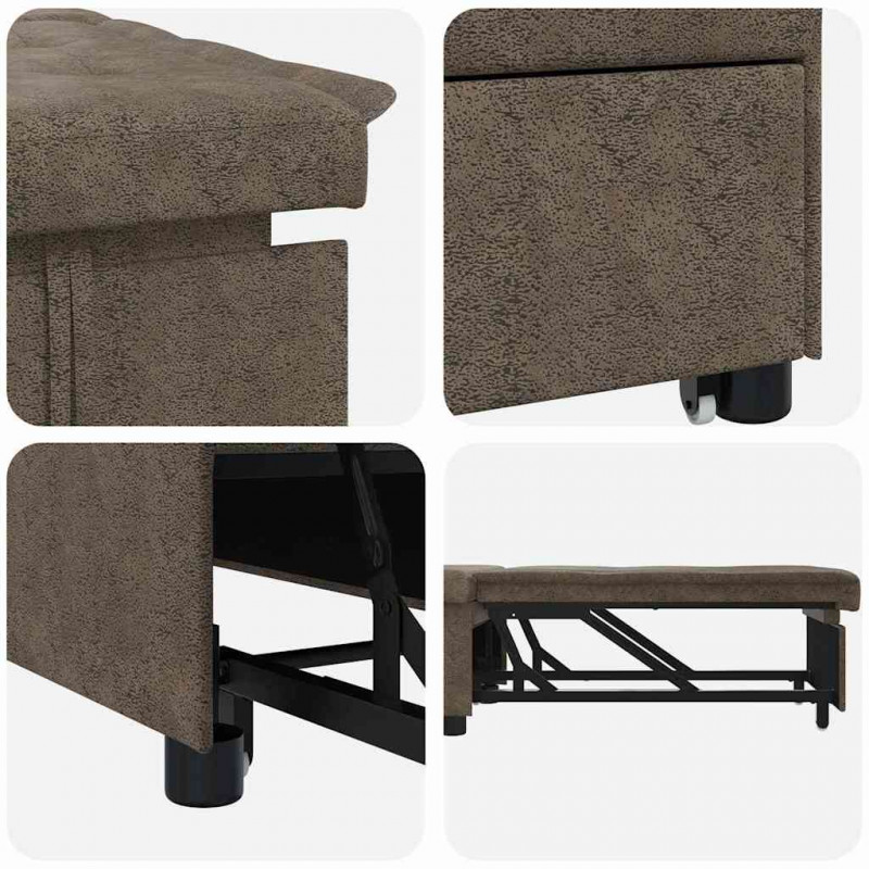 Sofa Bed Ciemnoszary 194 x 67 x 82 cm Tkanina Huahua