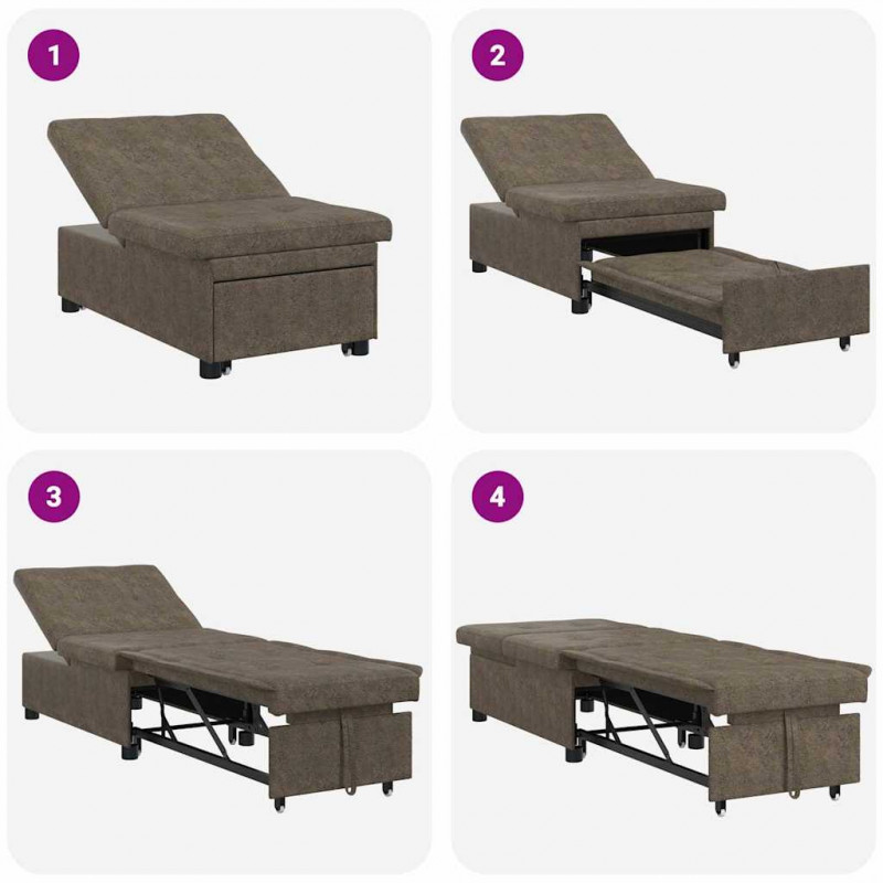 Sofa Bed Ciemnoszary 194 x 67 x 82 cm Tkanina Huahua