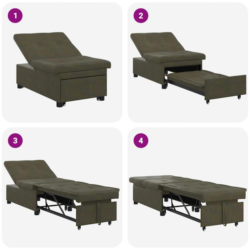 Sofa Bed Zielony wojskowy 194 x 67 x 82 cm Tkanina Huahua