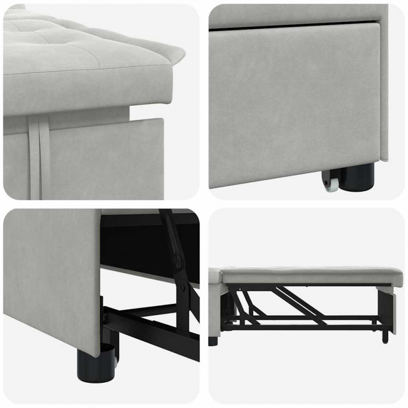 Rozkładana sofa Jasnoszary 194 x 67 x 82 cm Mikrofibra