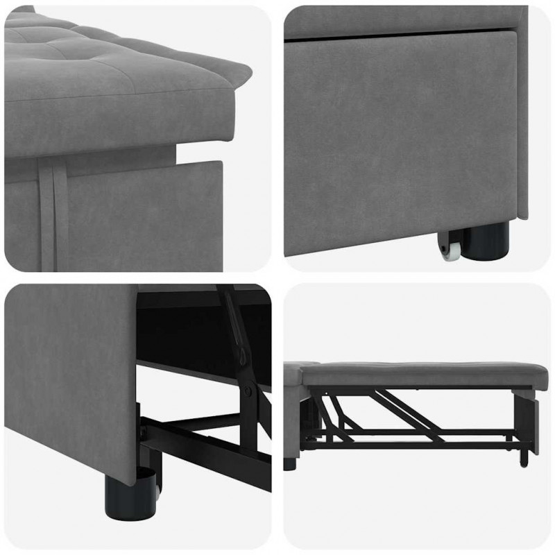 Rozkładana sofa Ciemnoszary 194 x 67 x 82 cm Mikrofibra