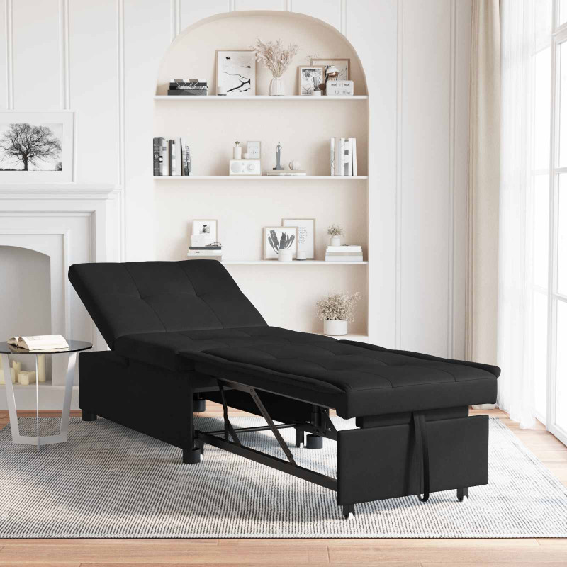 Rozkładana sofa Czarny 194 x 67 x 82 cm Mikrofibra