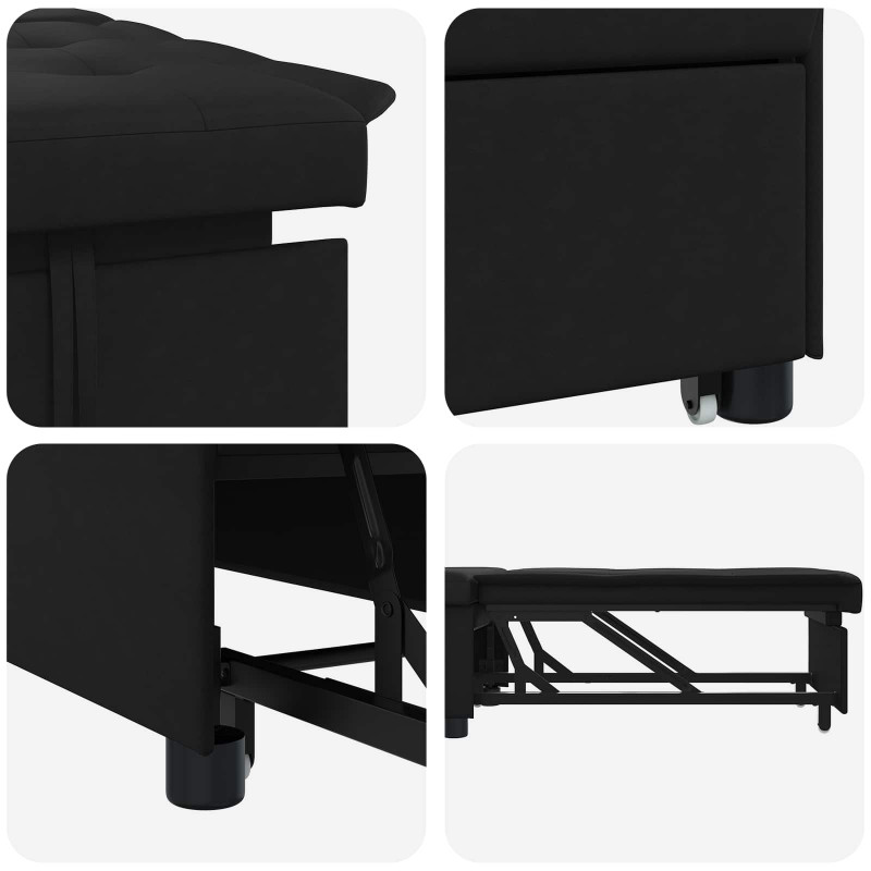 Rozkładana sofa Czarny 194 x 67 x 82 cm Mikrofibra