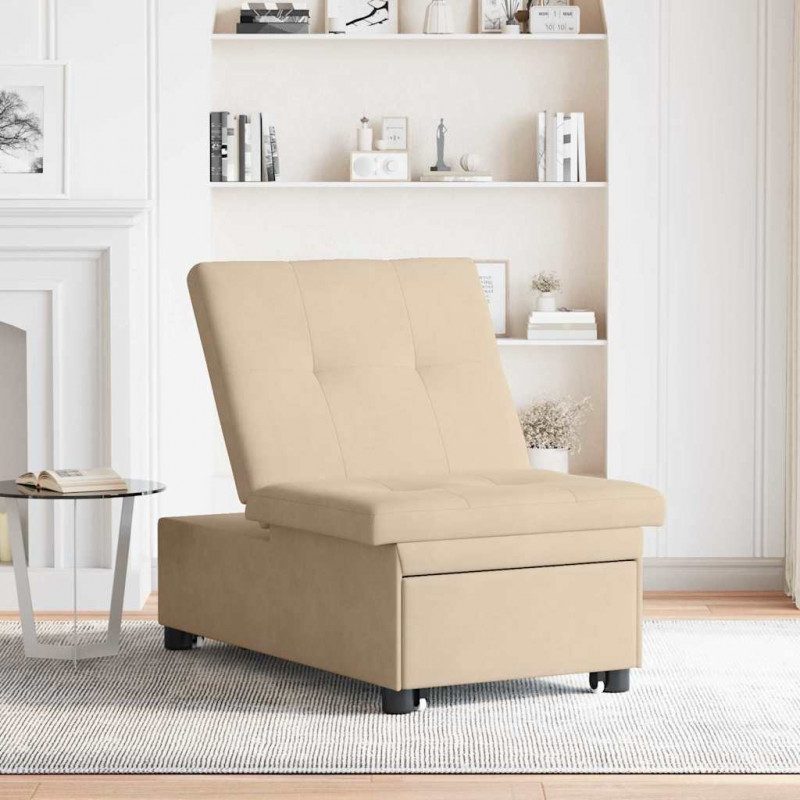 Rozkładana sofa Kremowy 194 x 67 x 82 cm Mikrofibra
