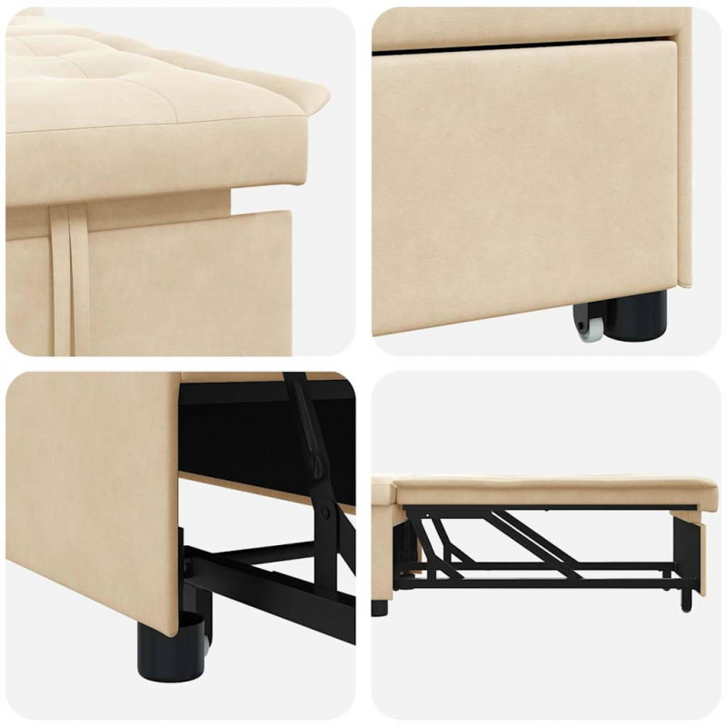 Rozkładana sofa Kremowy 194 x 67 x 82 cm Mikrofibra
