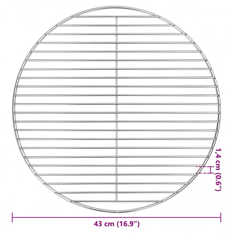 Ruszt do grilla Srebrny 43 x 43 cm Stal nierdzewna