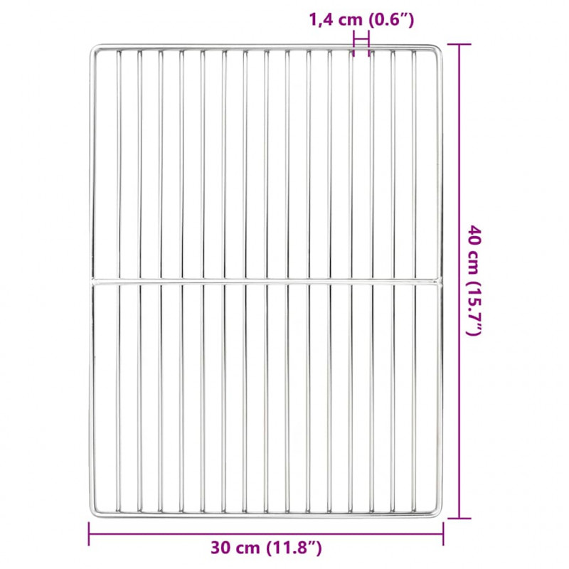 Ruszt grillowy Srebrny 40 x 30 cm Stal nierdzewna