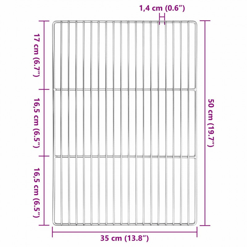 Ruszt grillowy Srebrny 50 x 35 cm Stal nierdzewna