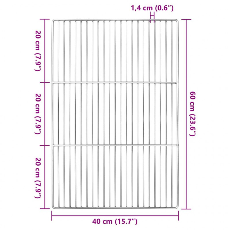 Ruszt grillowy Srebrny 60 x 40 cm Stal nierdzewna