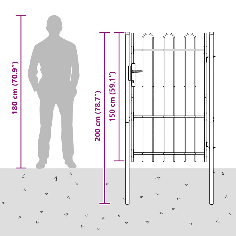 Brama ogrodzeniowa Z blokadą Boxtel Szary 103 x 200 cm