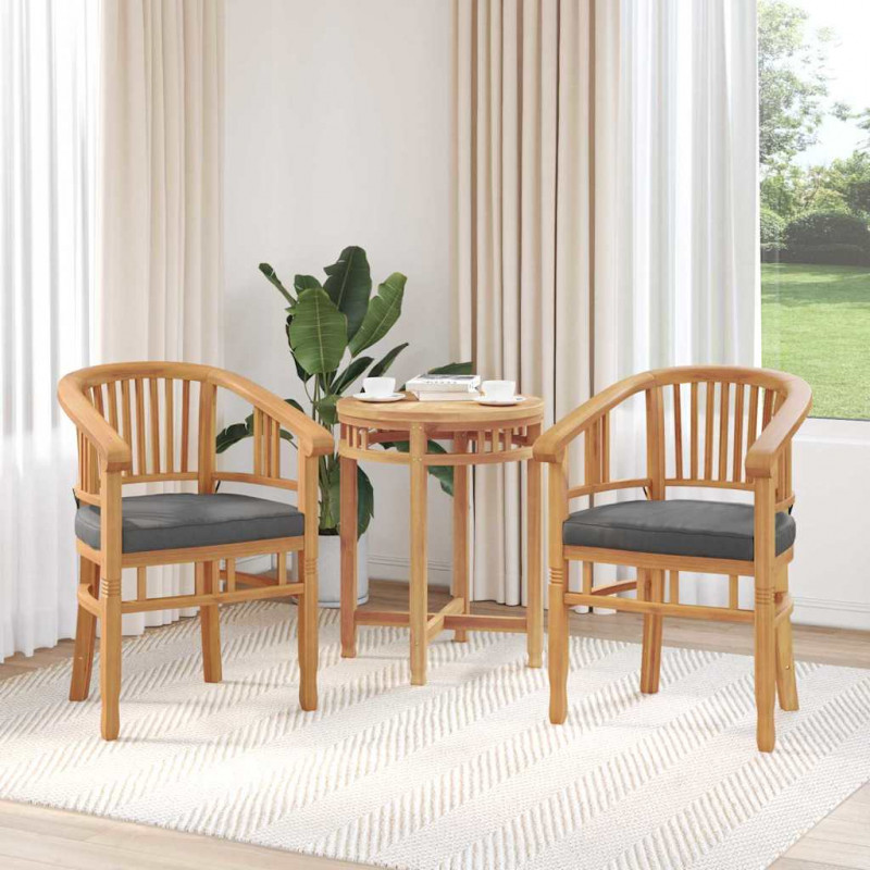 Krzesło 2 pcs Brązowy 63 x 58 x 89 cm Lite drewno teakowe